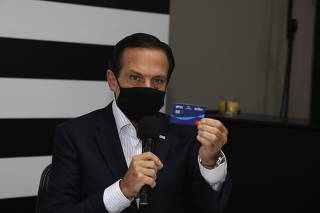 O Governador de São Paulo João Doria durante lançamento do Cartã