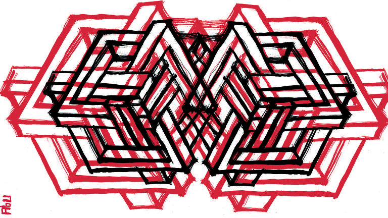 padrões geométricos abstratos em vermelho e preto