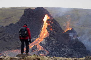 Volcanic site after eruption on Reykjanes Peninsula in Iceland