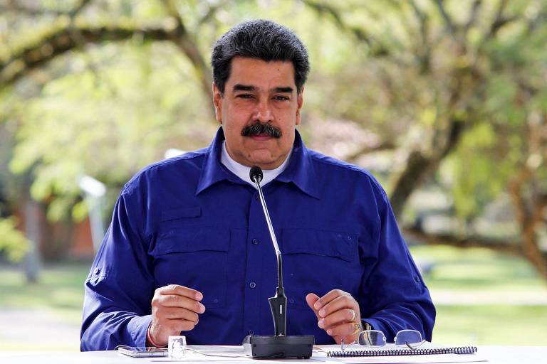 O presidente da Venezuela, Nicolás Maduro, em pronunciamento em Caracas