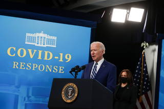 U.S. President Biden delivers remarks after a meeting with his COVID-19 Response Team at the White House campus in Washington