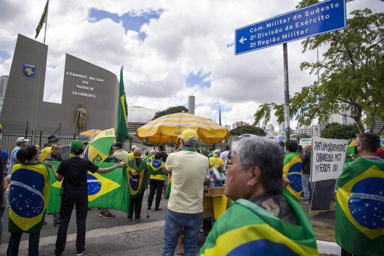 Marcha da Família Cristã, em São Paulo, convocada por apoiadores do presidente Jair Bolsonaro. Os manifestantes pediam principalmente "intervenção militar com Bolsonaro no poder".