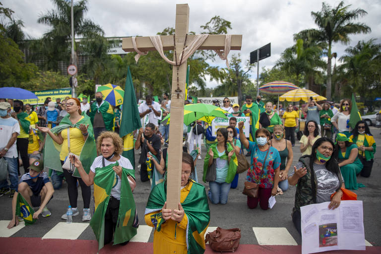 Marcha da família cristã pela liberdade, convocada por apoiadores do presidente Jair Bolsonaro. Os manifestantes pediam principalmente "intervenção militar com Bolsonaro no poder".