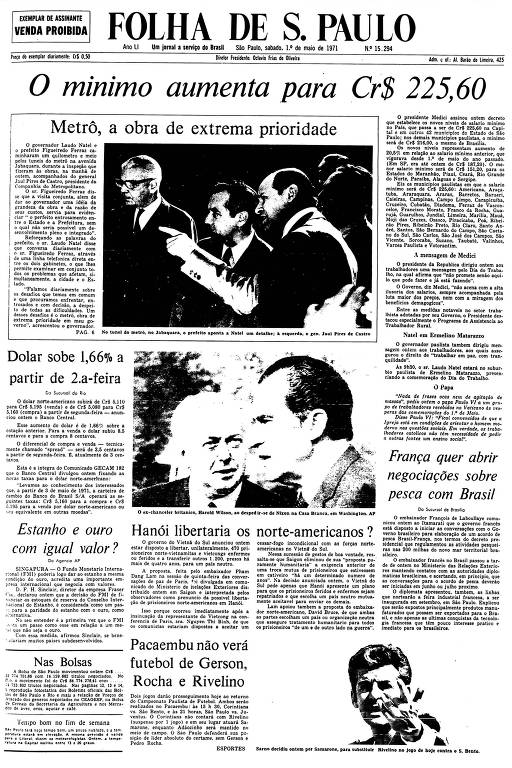 Primeira Página da Folha de 1º de maio de 1971