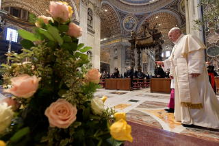Pope Francis delivers his Urbi et Orbi blessing at St. Peter's Basilica at the Vatican