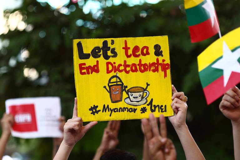 Protestos por Myanmar