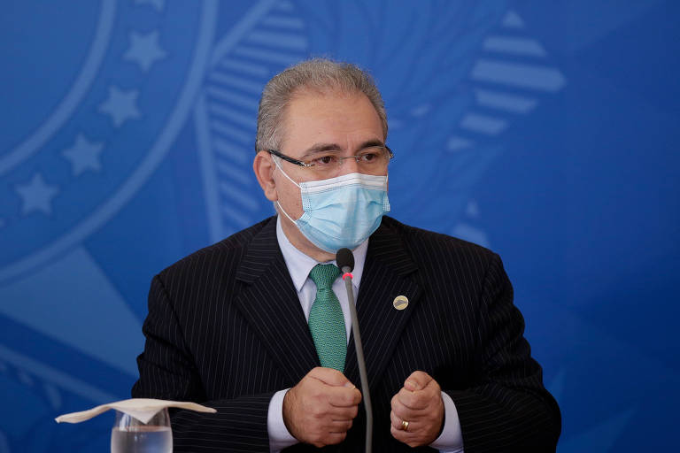 O ministro da Saúde Marcelo Queiroga durante entrevista coletiva à imprensa