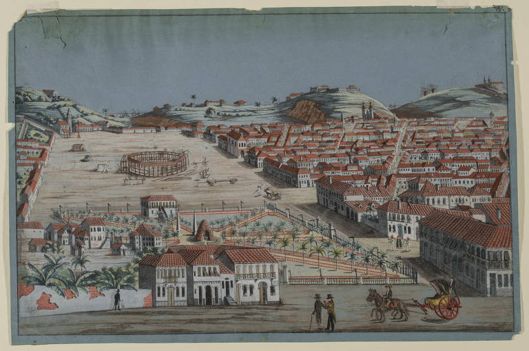 A presença da corte portuguesa trouxe novos contornos ao Rio de Janeiro. Importante obra de Franz Joseph Fruhbeck mostra o Campo de Santana e sua Praça de Touros no ano de 1818. Do período colonial ao início do século 20, as touradas foram bastante populares no Rio. O pintor austríaco chegou ao Rio na mesma comitiva que trouxe a Princesa Leopoldina ao Brasil