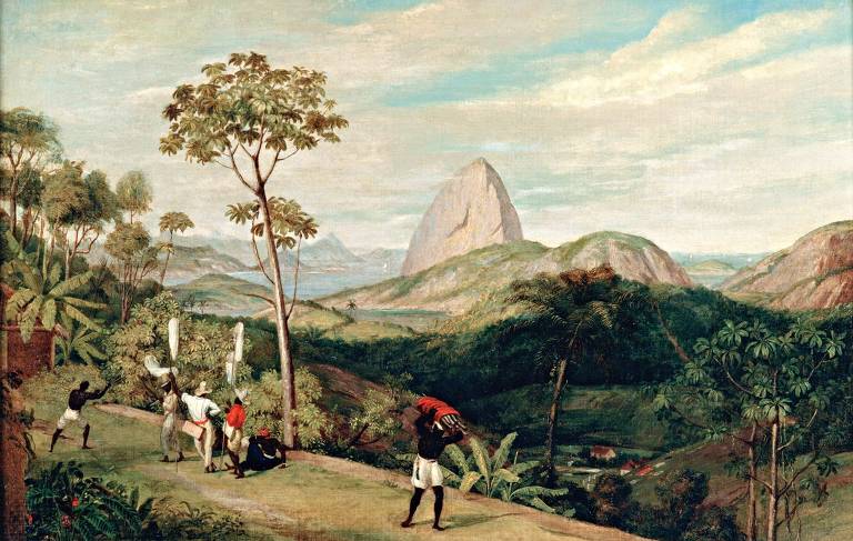 Tela de Charles Landseer mostra vista do Pão de Açúcar tomada da estrada do Silvestre, assim como era no tempo em que a família real portuguesa viveu no Rio de Janeiro entre 1808 a 1821