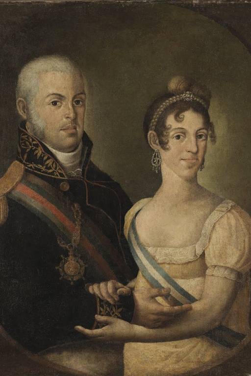 Retrato de Dom João VI e Carlota Joaquina feito pelo artista Manuel Dias de Oliveira, no período em que o casal viveu no Brasil