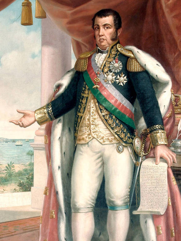 Dom João VI com o decreto da abertura dos portos na mão, em do pintor A. Baeta, exposta na Associação Comercial da Bahia