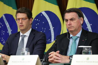 Brazil's President Bolsonaro attends a virtual global climate summit via a video link in Brasilia