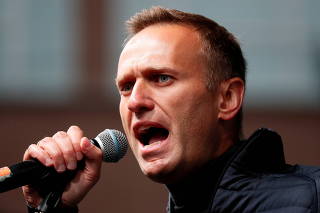 FILE PHOTO: Russian opposition leader Navalny attends a rally to demand the release of jailed protesters in Moscow
