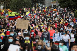 FILE PHOTO: Protest against the tax reform, in Bogota
