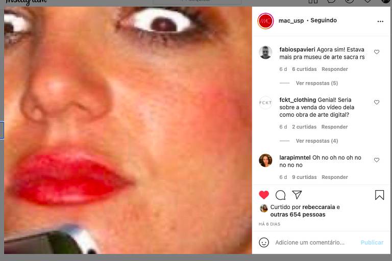 Reprodução do perfil do MAC USP no Instagram; perfil foi "ocupado" pelo artista Gustavo Von Ha