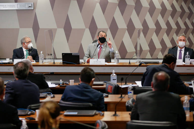 Sessão da CPI da Covid, presidida pelo senador Omar Aziz (PSD-AM), com o depoimento do ministro Marcelo Queiroga
