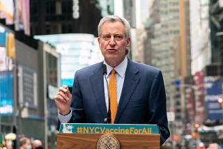 Opening of Broadway vaccination site, in New York City