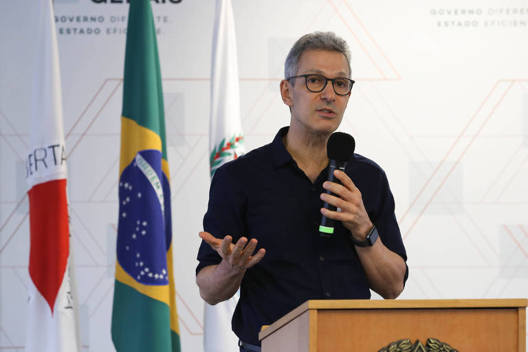 Na foto o governador de Minas Gerais, Romeu Zema (Novo) em cerimônia na Cidade Administrativa.