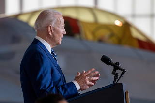 U.S. President Joe Biden delivers remarks at Joint Base Langley-Eustis in Hampton