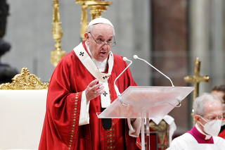 Pope Francis leads the Pentecost Mass
