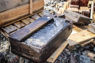 A box that had been used for munitions was found filled with ice. (White War Museum, Adamello via The New York Times)