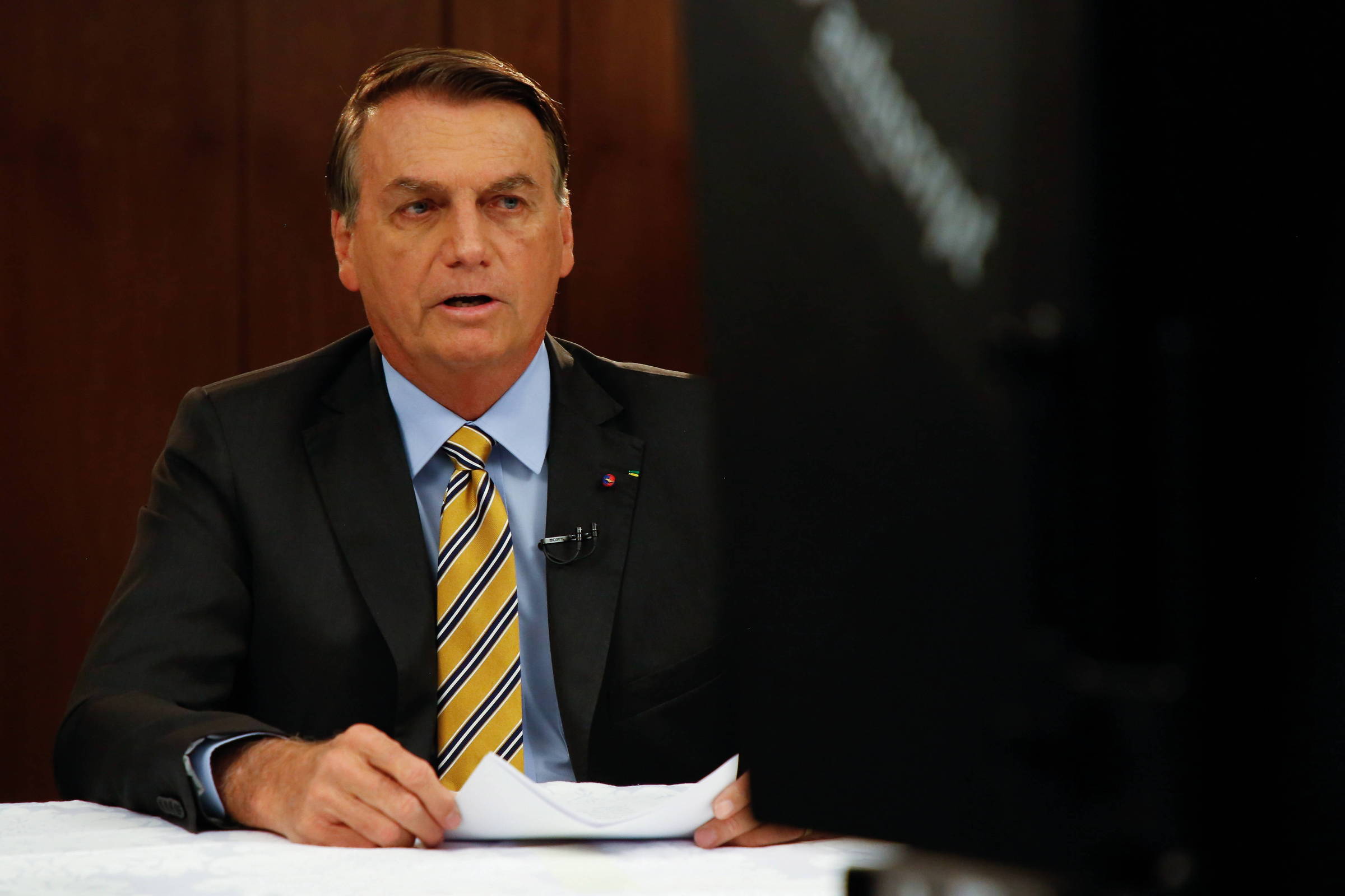 O presidente Jair Bolsonaro durante pronunciamento em rede nacional nesta quarta-feira (2)