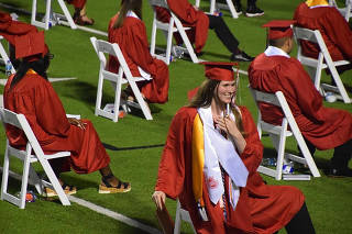 Paxton Smith, 18, the valedictorian at her Dallas high school, at the Lake Highlands High School graduation. (The Smith Family via The New York Times)