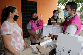 Mexico distributes voting materials ahead of the mid-term elections on June 6, in Juarez
