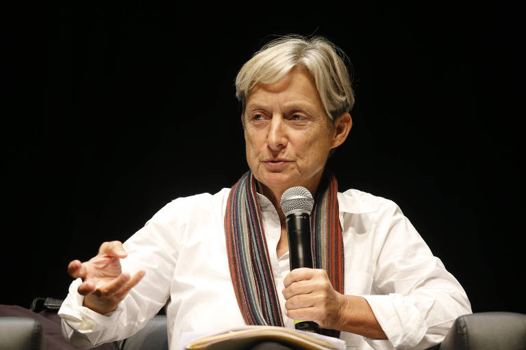 Judith Butler durante seminário Queer, no Sesc Vila Mariana