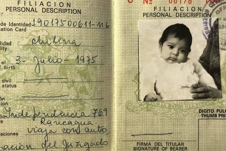 O passaporte de Maria com o qual ela viajou para a Suécia 