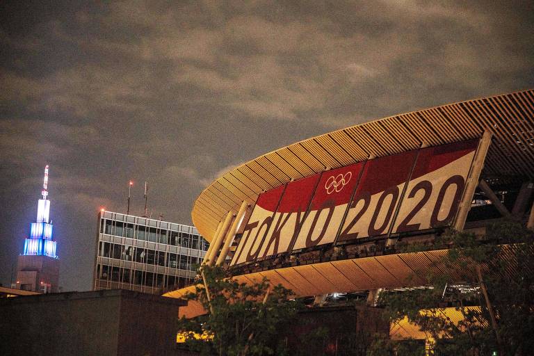 O Estádio Nacional de Tóquio, que receberá a cerimônia de abertura da Olimpíada