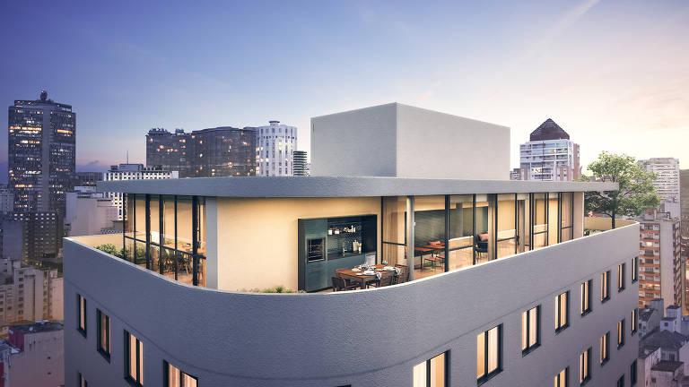 Projeção de como ficará a área comum no topo do empreendimento Bem Viver Marquês de Itu, empreendimento Magik JC que está em construção