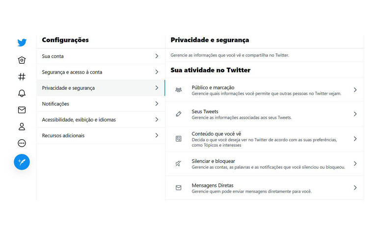 Página do Twitter onde o usuário pode configurar suas preferências de uso de dados
( Foto: Reprodução )