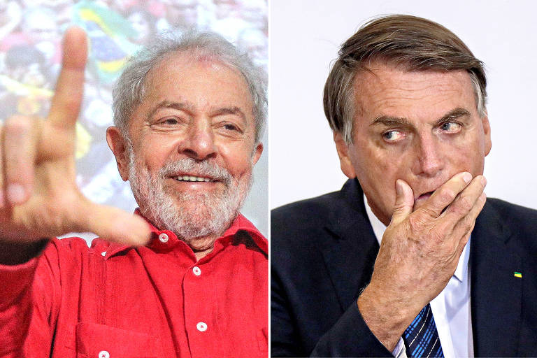 Na montagem, o ex-presidente Lula (PT) e o atual presidente, Jair Bolsonaro (PL)