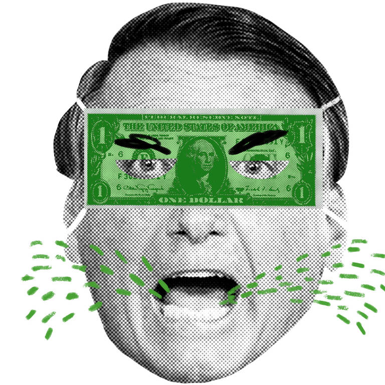 Bolsonaro falando com um dinheiro em seus olhos
