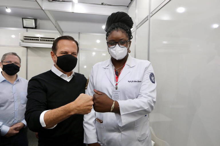 Governador de São Paulo, João Doria, durante o início dos testes clínicos com a Butanvac, em Ribeirão Preto