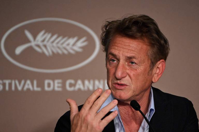O ator e diretor Sean Penn durante entrevista sobre o filme 'Flag Day', no Festival de Cannes