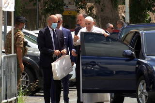 Pope Francis arrives at the Vatican after being discharged from Gemelli hospital