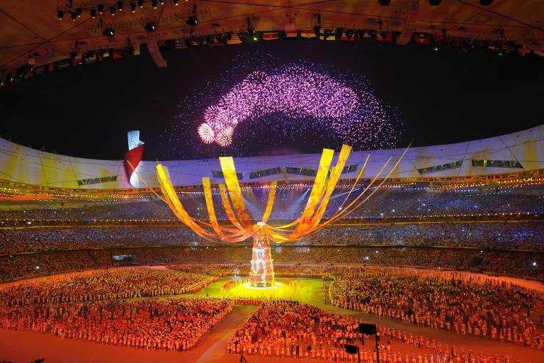 Cerimônia de abertura dos Jogos de Pequim-2008, no estádio Ninho de Pássaro