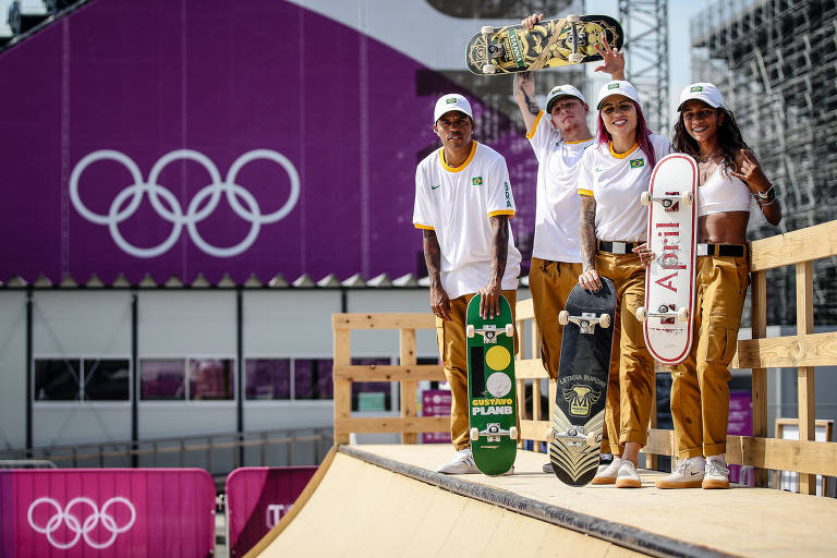 Equipe brasileira de skate treina em Tóquio