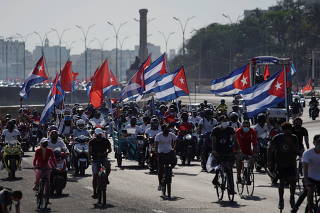 Protest against the trade embargo on Cuba by the U.S. in Havana, Cuba