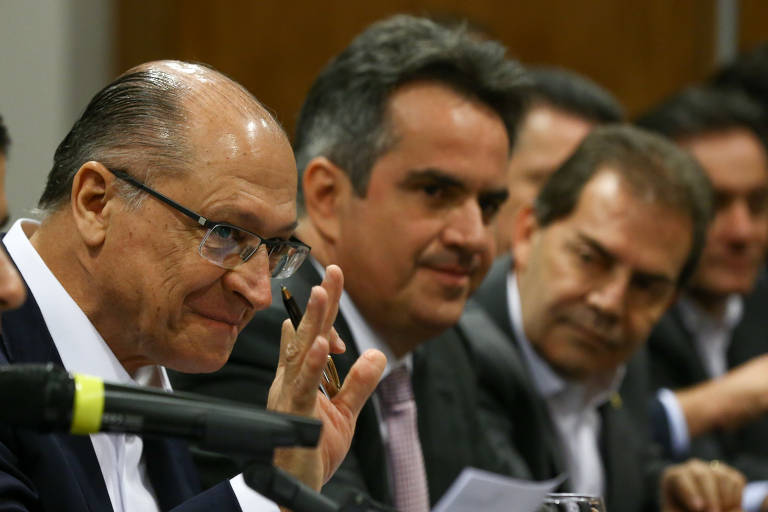 Presidente do PP, senador Ciro Nogueira e outros líderes dos partidos do Centrão anunciam apoio à pré-candidatura de Geraldo Alckmin (PSDB), em 2018, à Presidência