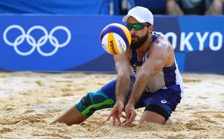 Beach Volleyball - Men - Pool E - Brazil (Evandro/Bruno Schmidt) v Morocco (Abicha/Elgraoui)