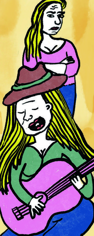 Desenho mostra dupla feminina cantando sertanejo