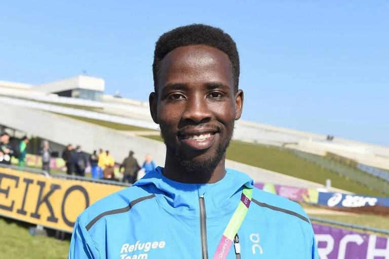 O atleta refugiado Jamal Abdelmaji Eisa Mohammed