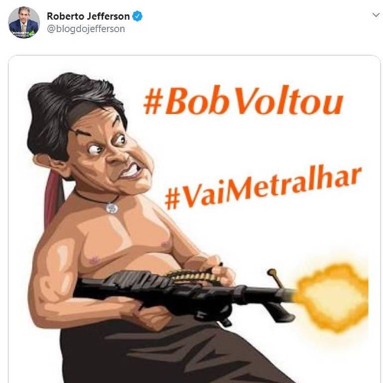 Publicação do deputado federal Roberto Jefferson, em 2020, após ser alvo de inquérito do STF