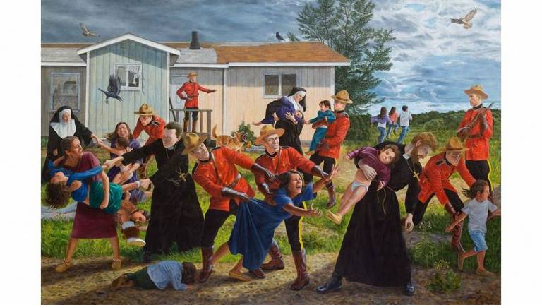 Pintado em 2017, 'The Scream' passou a simbolizar indignação e luto após a descoberta de restos mortais de crianças indígenas em valas comuns no Canadá