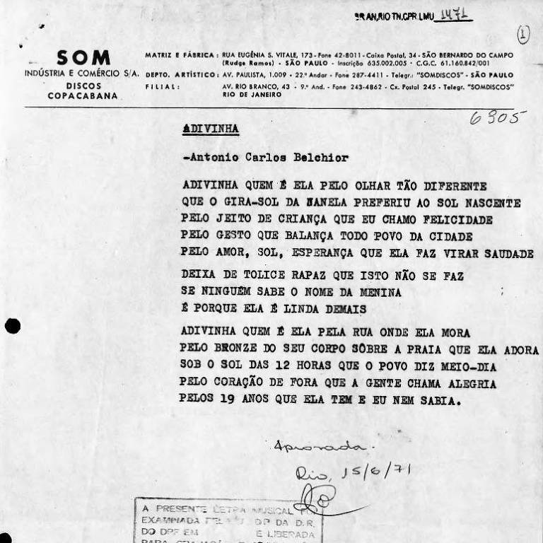 Veja letras de canções inéditas de Belchior descobertas no Arquivo Nacional