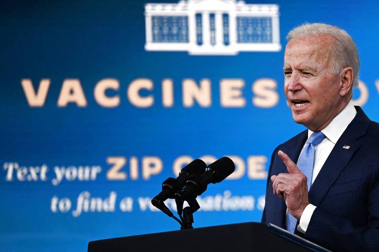 O presidente dos EUA, Joe Biden, durante pronunciamento após anúncio da aprovação definitiva da vacina da Pfizer pela FDA
