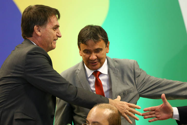 O governador do Piauí, Wellington Dias (PT), durante reunião com Jair Bolsonaro em 2018